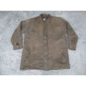 Greg Bell Coat Mens Large Brown Leather Overcoat Full Zip Insulated Pockets